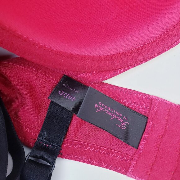 Fredericks of Hollywood Bra ~ Size 40DD Wine Red & Black Lace Padded Wire Bra - Picture 3 of 7